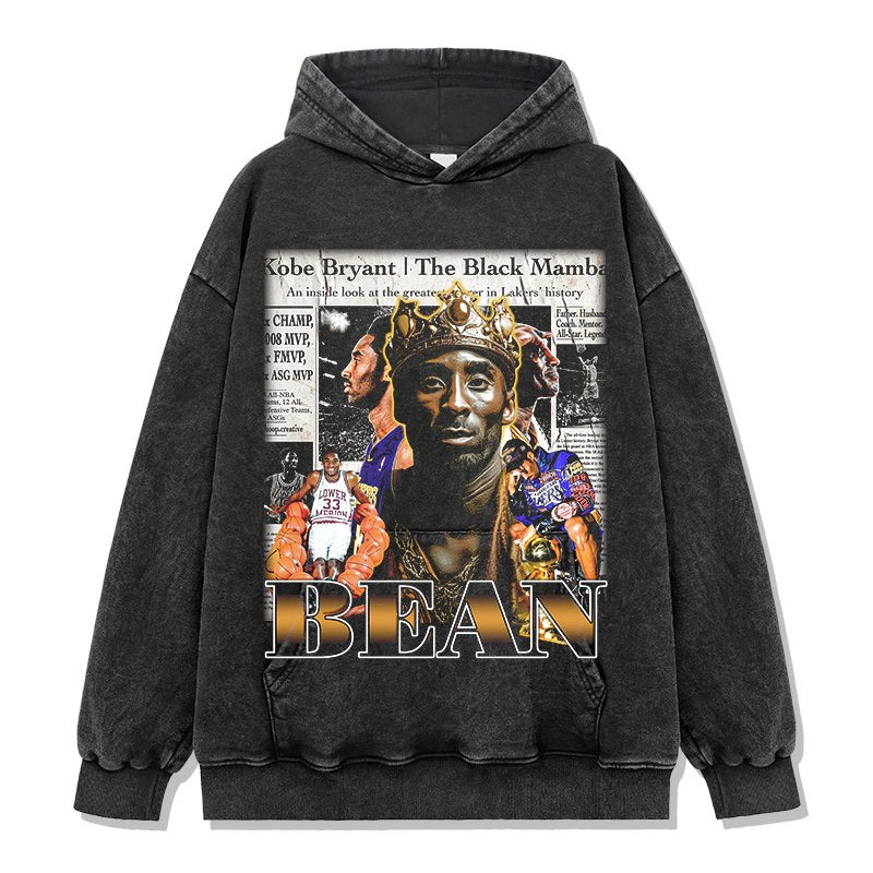 KOBE BRYANT VINTAGE HOODIE – שחור שטוף