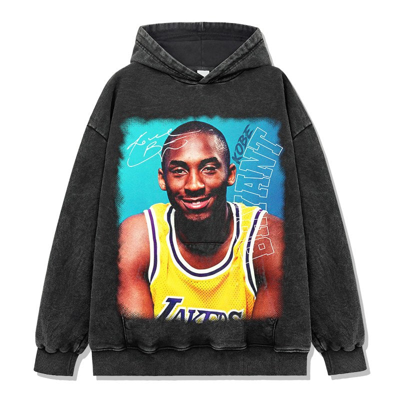 KOBE BRYANT VINTAGE HOODIE – שחור שטוף