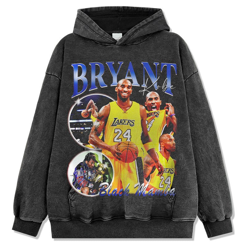 KOBE BRYANT VINTAGE HOODIE – שחור שטוף