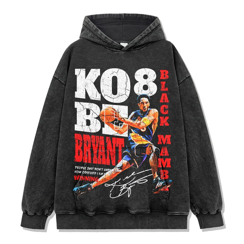 KOBE BRYANT VINTAGE HOODIE – שחור שטוף