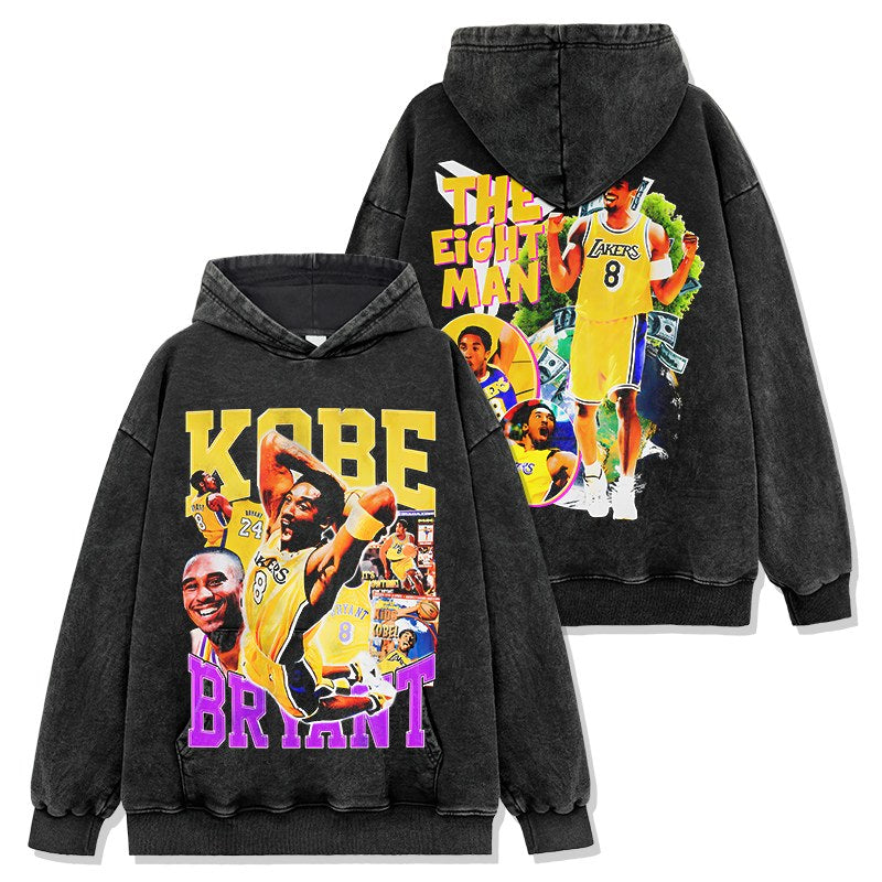 KOBE BRYANT VINTAGE HOODIE – שחור שטוף
