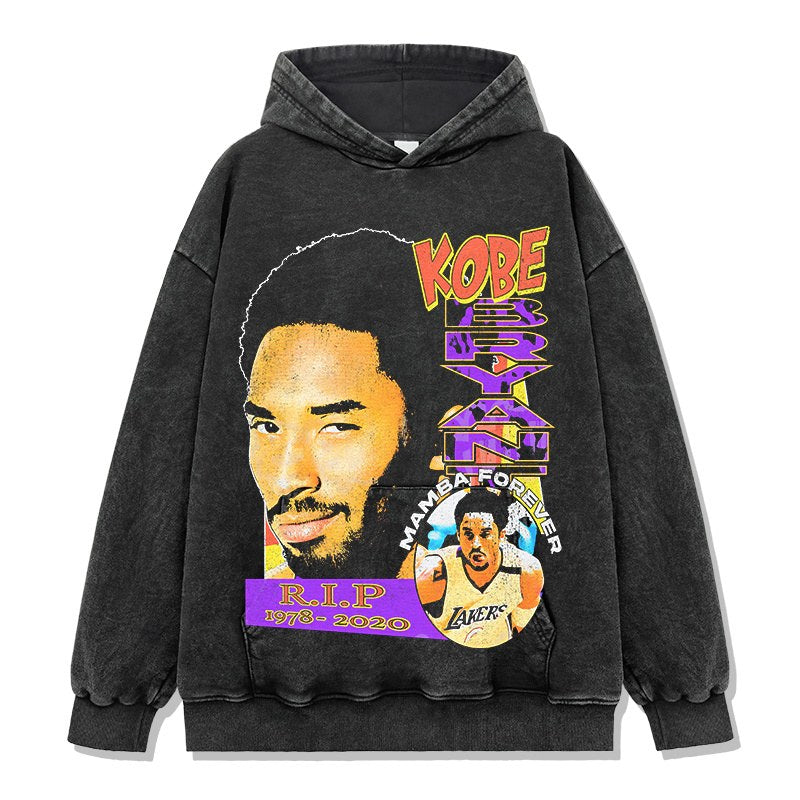 KOBE BRYANT VINTAGE HOODIE – שחור שטוף