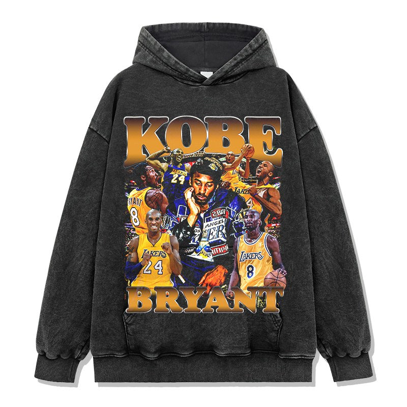 KOBE BRYANT VINTAGE HOODIE – שחור שטוף