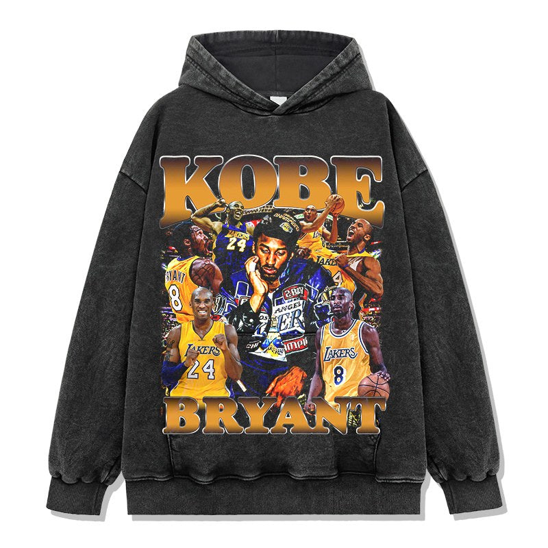 KOBE BRYANT VINTAGE HOODIE – שחור שטוף