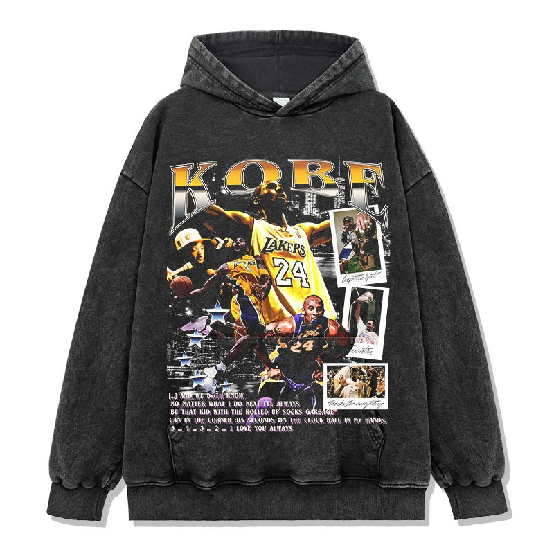 KOBE BRYANT VINTAGE HOODIE – שחור שטוף