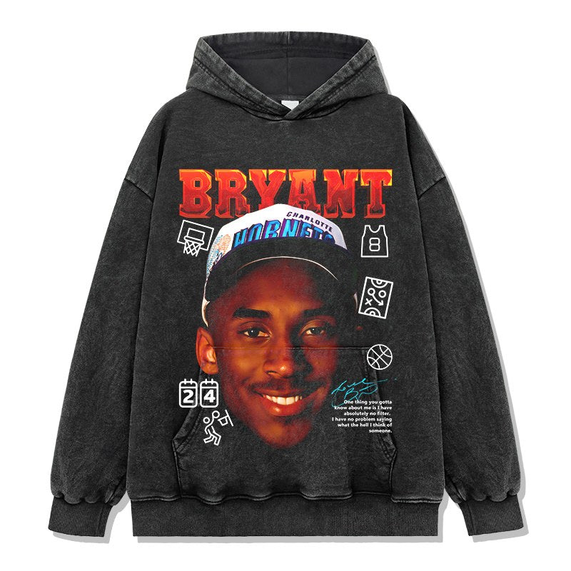 KOBE BRYANT VINTAGE HOODIE – שחור שטוף