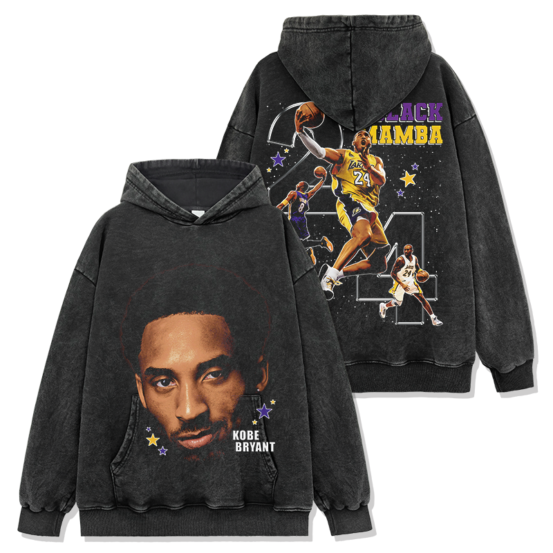 KOBE BRYANT VINTAGE HOODIE – שחור שטוף