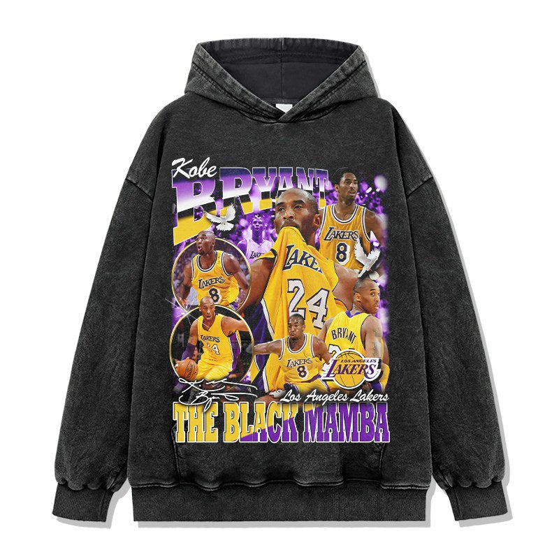 KOBE BRYANT VINTAGE HOODIE – שחור שטוף