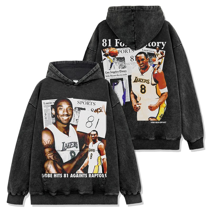 KOBE BRYANT VINTAGE HOODIE – שחור שטוף