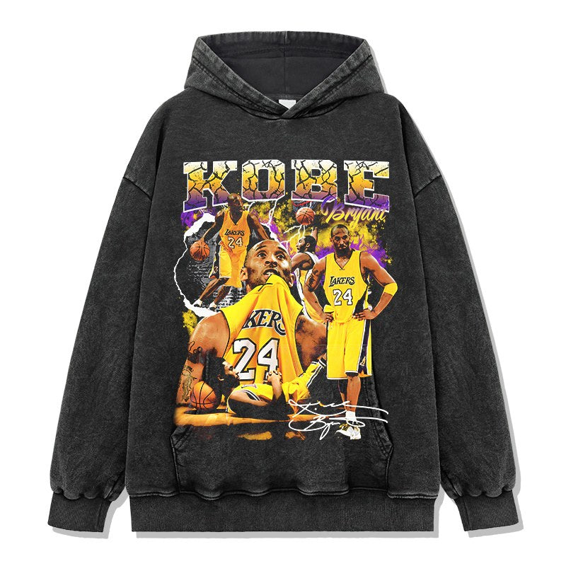 KOBE BRYANT VINTAGE HOODIE – שחור שטוף