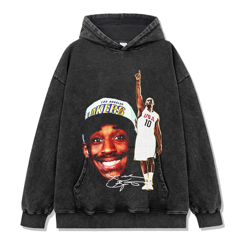 KOBE BRYANT VINTAGE HOODIE – שחור שטוף