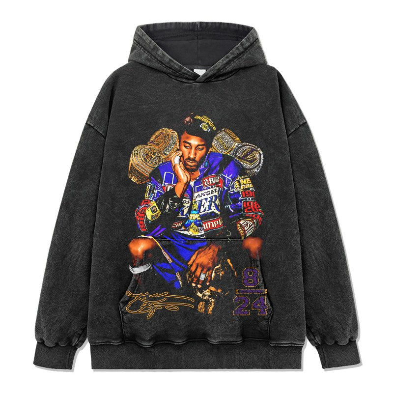 KOBE BRYANT VINTAGE HOODIE – שחור שטוף