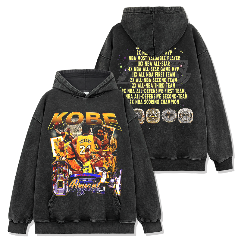 KOBE BRYANT VINTAGE HOODIE – שחור שטוף
