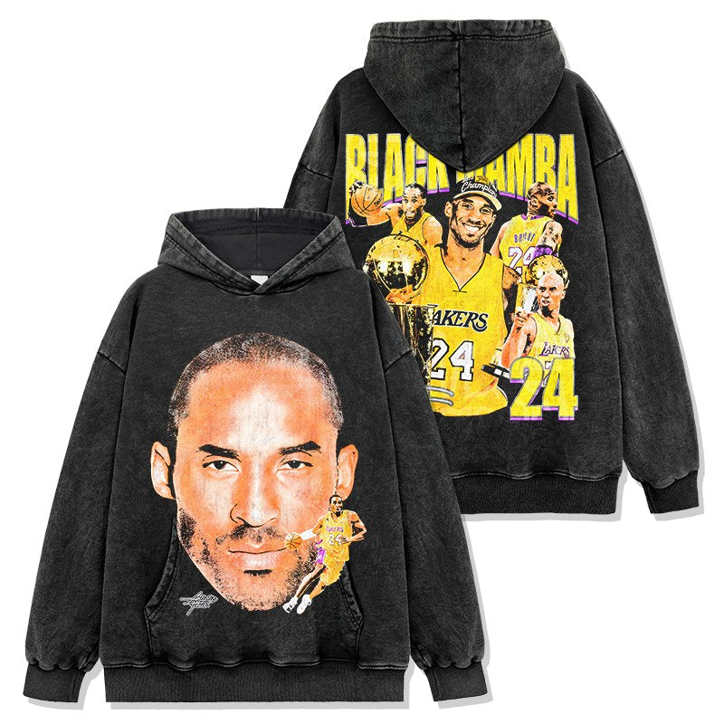 KOBE BRYANT VINTAGE HOODIE – שחור שטוף