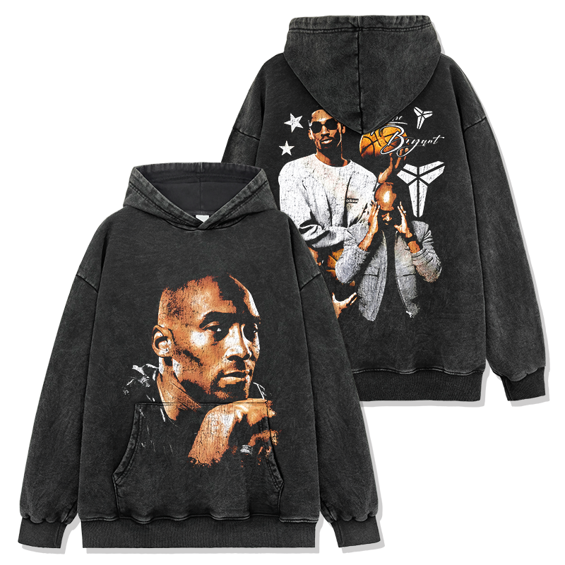 KOBE BRYANT VINTAGE HOODIE – שחור שטוף