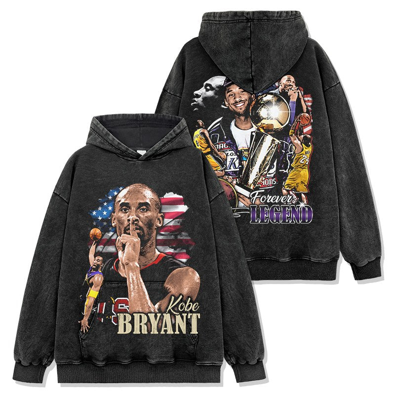 KOBE BRYANT VINTAGE HOODIE – שחור שטוף