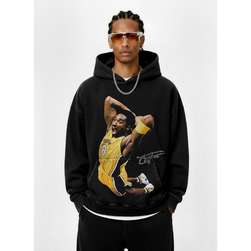 KOBE BRYANT VINTAGE HOODIE – שחור שטוף