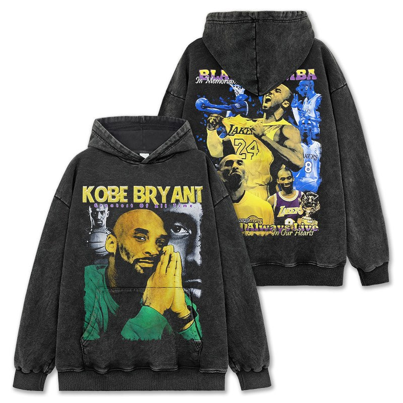 KOBE BRYANT VINTAGE HOODIE – שחור שטוף