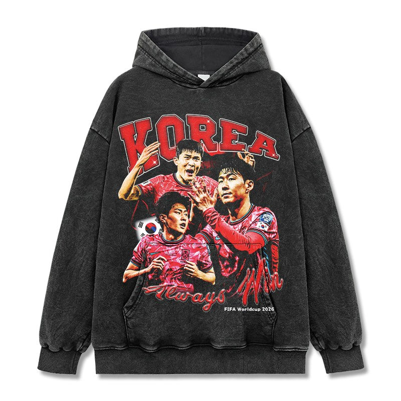 KOREA 2026 VINTAGE HOODIE – שחור שטוף