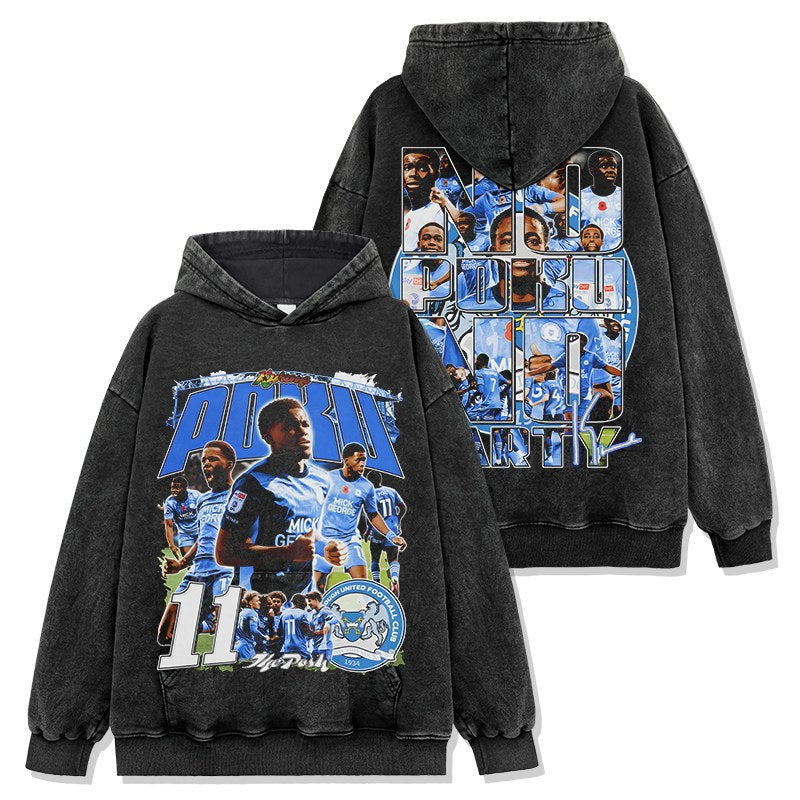 KWAME POKU VINTAGE HOODIE – שחור שטוף