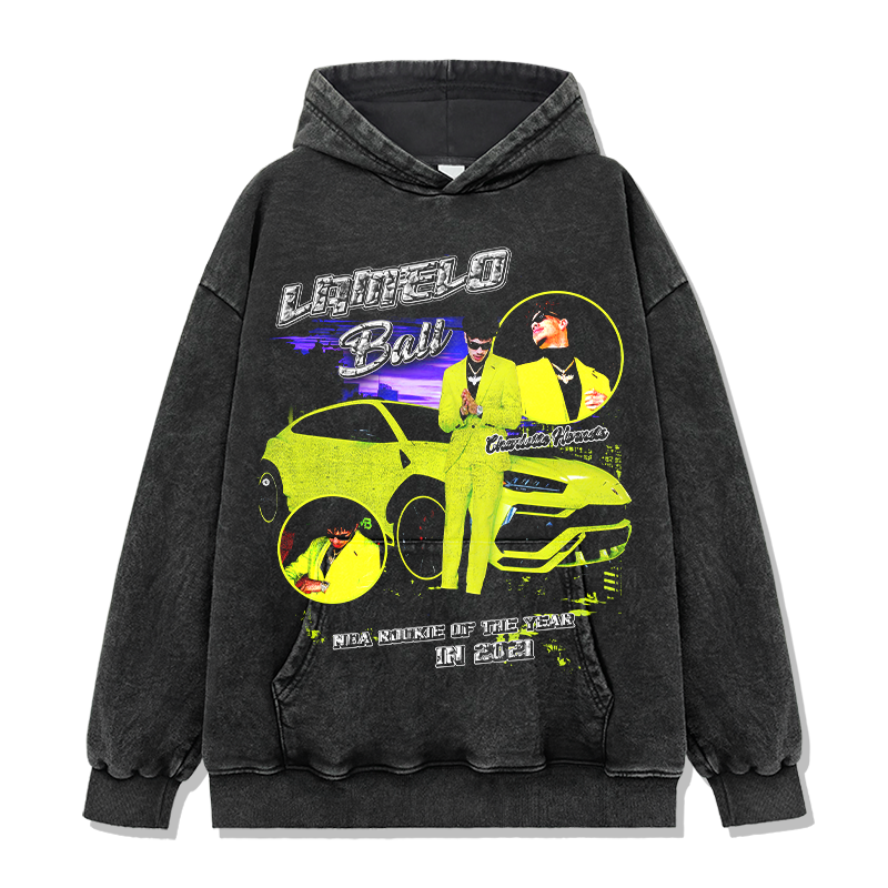 LAMELO BALL VINTAGE HOODIE – שחור שטוף