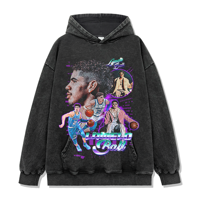 LAMELO BALL VINTAGE HOODIE – שחור שטוף