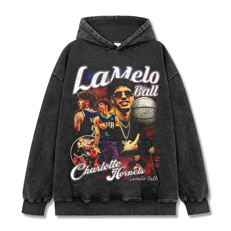 LAMELO BALL VINTAGE HOODIE – שחור שטוף