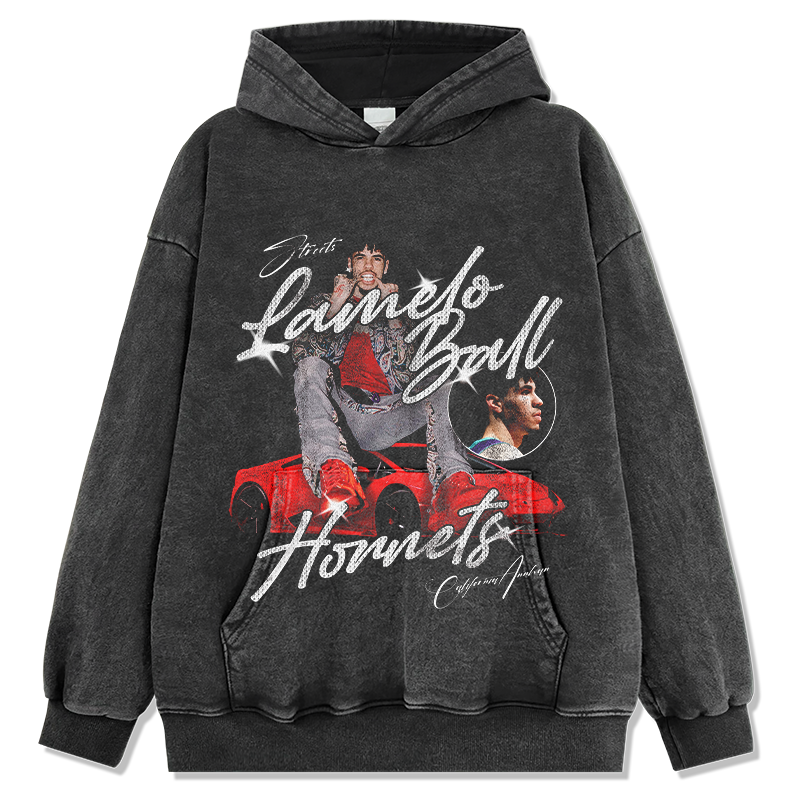 LAMELO BALL VINTAGE HOODIE – שחור שטוף