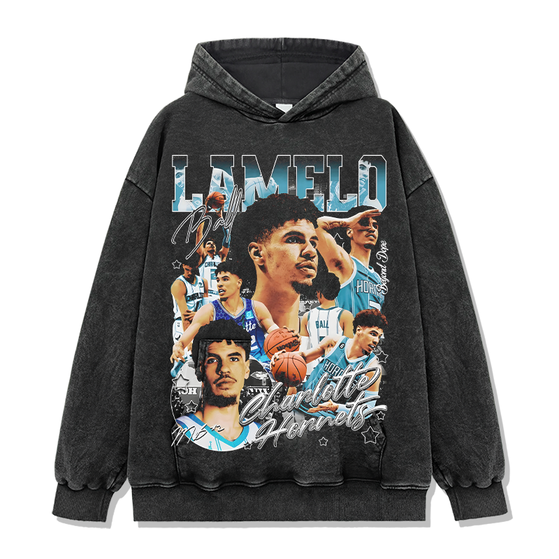 LAMELO BALL VINTAGE HOODIE – שחור שטוף