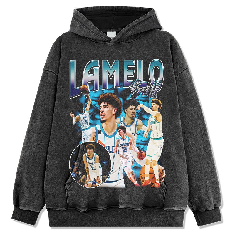LAMELO BALL VINTAGE HOODIE – שחור שטוף
