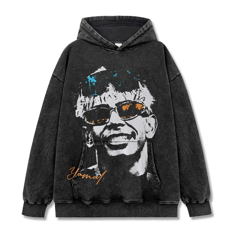 LAMINE YAMAL VINTAGE HOODIE – שחור שטוף
