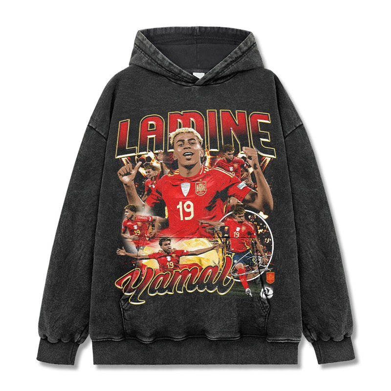 LAMINE YAMAL VINTAGE HOODIE – שחור שטוף