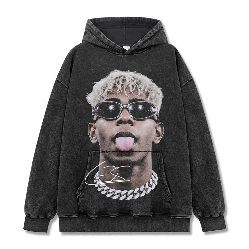 LAMINE YAMAL VINTAGE HOODIE – שחור שטוף