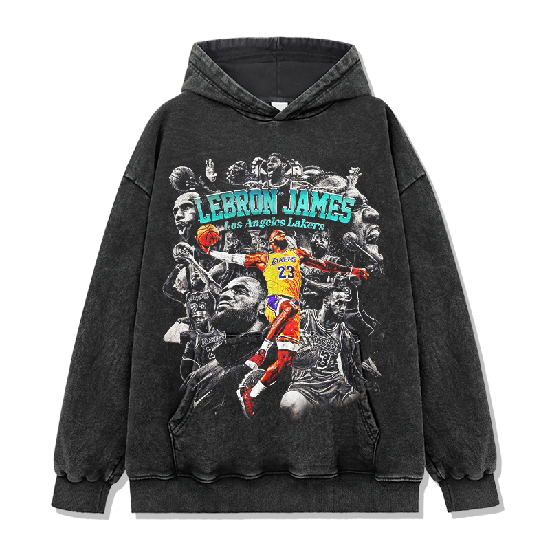 LEBRON JAMES VINTAGE HOODIE – שחור שטוף