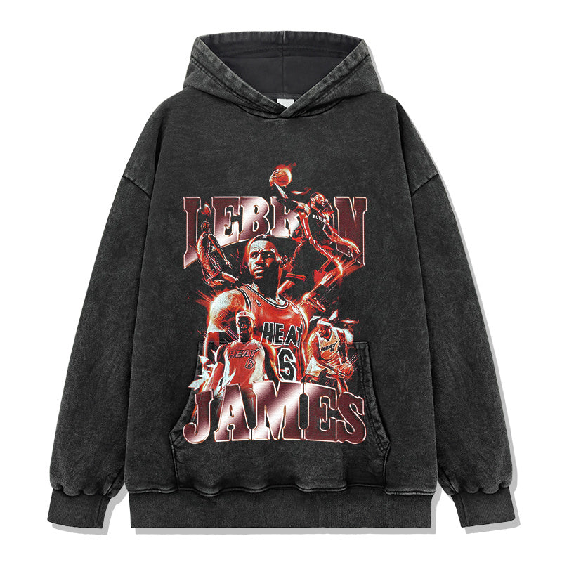 LEBRON JAMES VINTAGE HOODIE – שחור שטוף