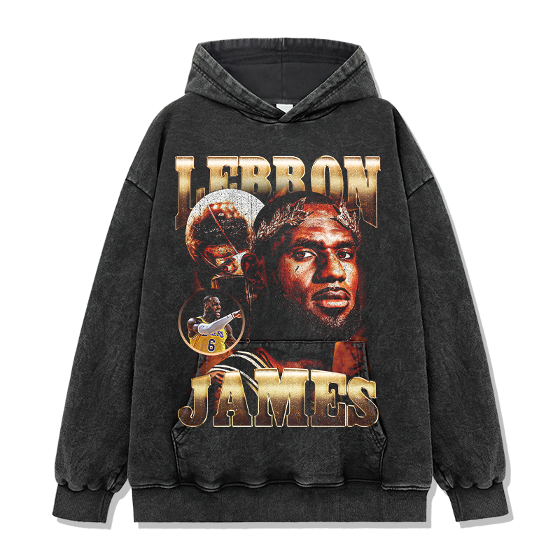 LEBRON JAMES VINTAGE HOODIE – שחור שטוף