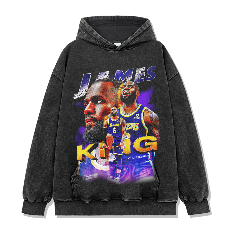 LEBRON JAMES VINTAGE HOODIE – שחור שטוף