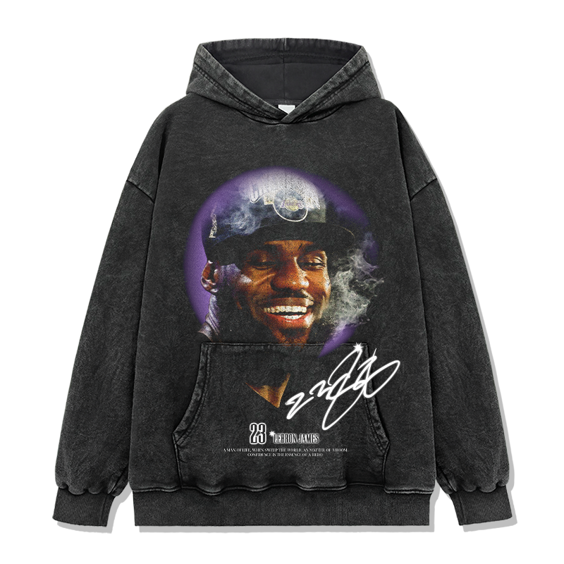 LEBRON JAMES VINTAGE HOODIE – שחור שטוף
