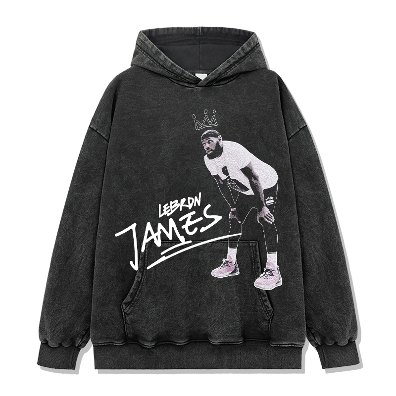 LEBRON JAMES VINTAGE HOODIE – שחור שטוף