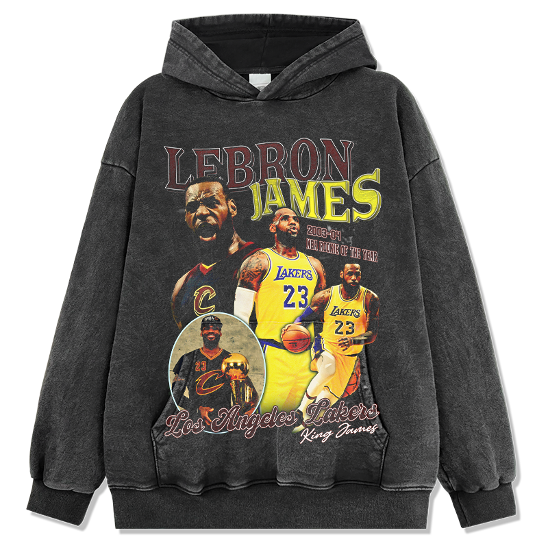 LEBRON JAMES VINTAGE HOODIE – שחור שטוף