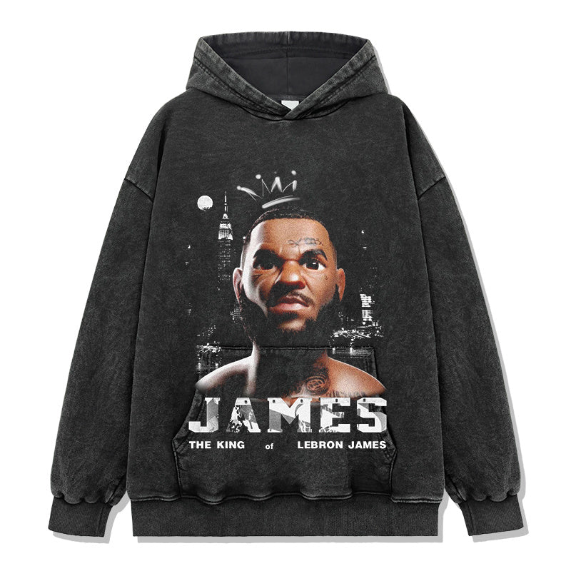 LEBRON JAMES VINTAGE HOODIE – שחור שטוף