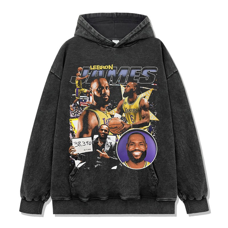 LEBRON JAMES VINTAGE HOODIE – שחור שטוף