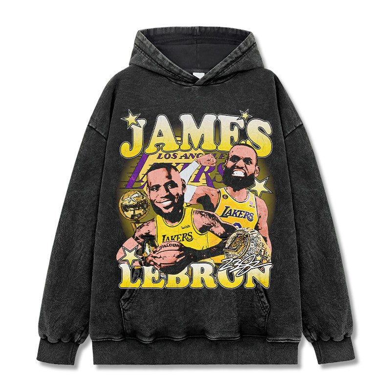 LEBRON JAMES VINTAGE HOODIE – שחור שטוף