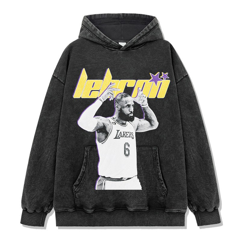 LEBRON JAMES VINTAGE HOODIE – שחור שטוף