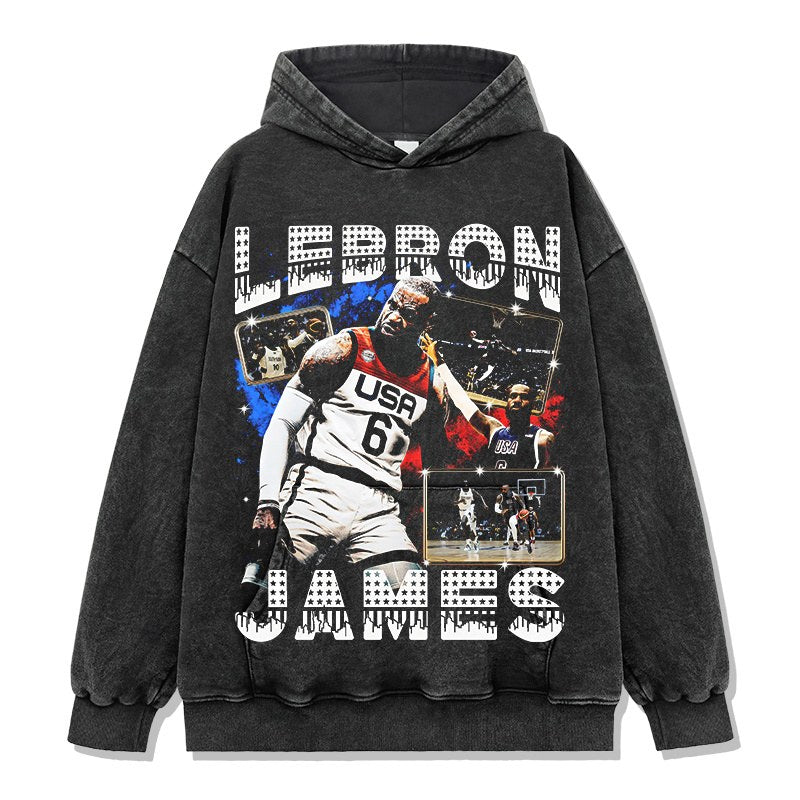 LEBRON JAMES VINTAGE HOODIE – שחור שטוף