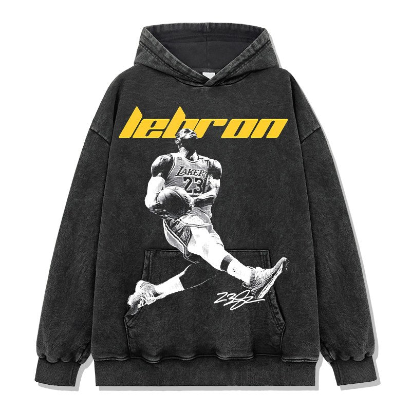 LEBRON JAMES VINTAGE HOODIE – שחור שטוף