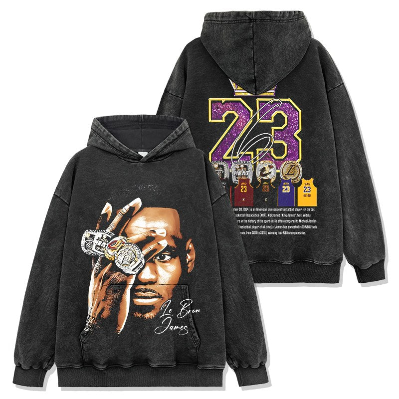 LEBRON JAMES VINTAGE HOODIE – שחור שטוף