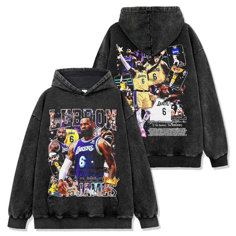 LEBRON JAMES VINTAGE HOODIE – שחור שטוף