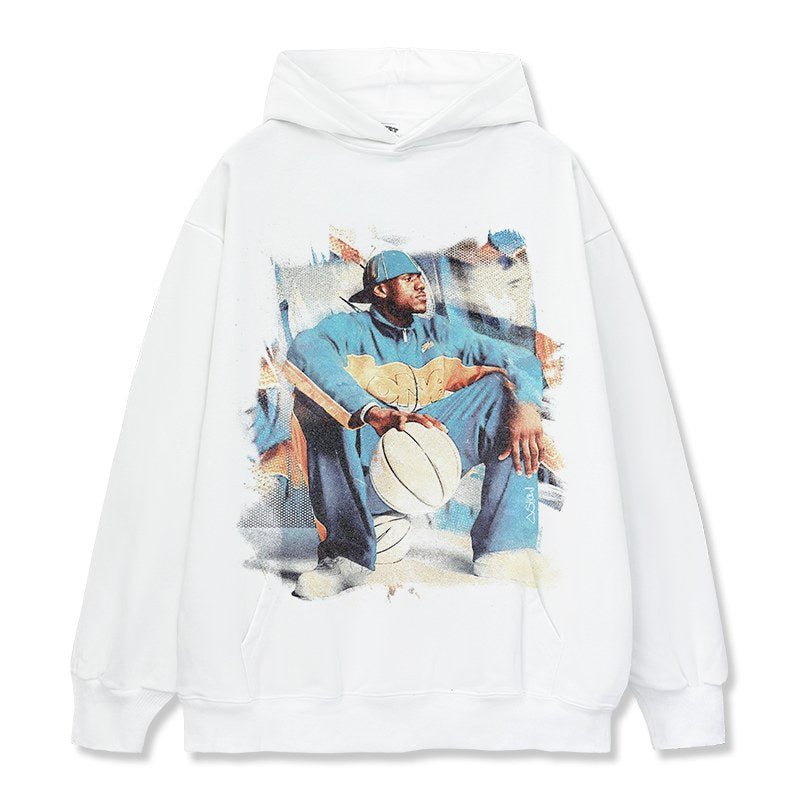 LEBRON JAMES VINTAGE HOODIE – לבן