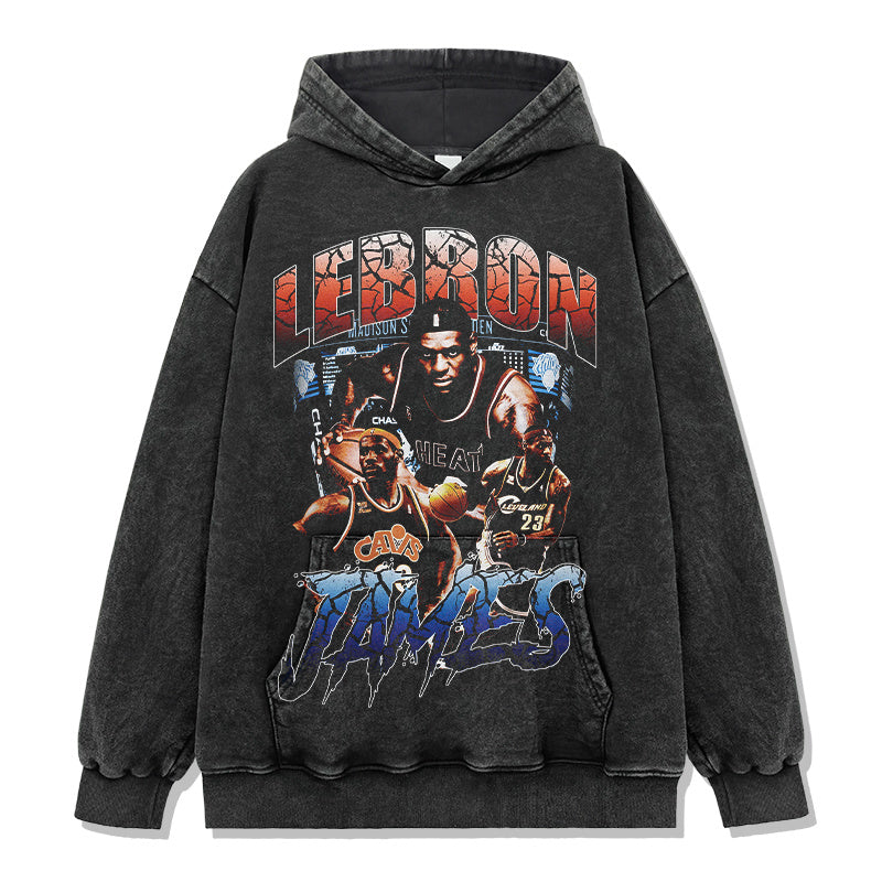 LEBRON JAMES VINTAGE HOODIE – שחור שטוף
